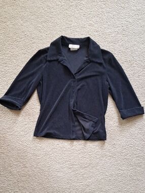 Black Velvety Collared Top